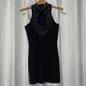 Black Bodycon Dress with Rhinestones